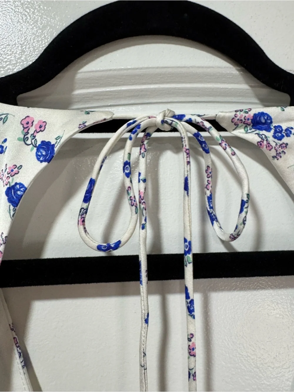 For Love & Lemons Paulina Corset White Mini Dress with Blue Floral Print - M - Picture 12 of 13
